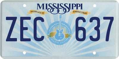 MS license plate ZEC637