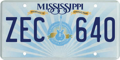 MS license plate ZEC640