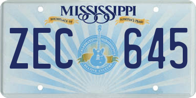 MS license plate ZEC645