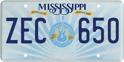 MS license plate ZEC650