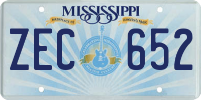 MS license plate ZEC652