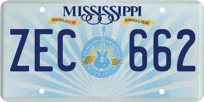 MS license plate ZEC662