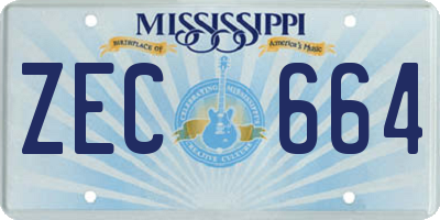 MS license plate ZEC664
