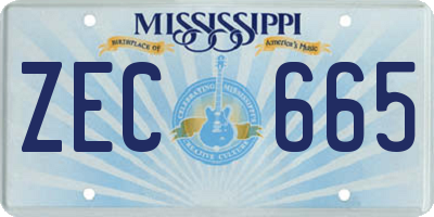 MS license plate ZEC665
