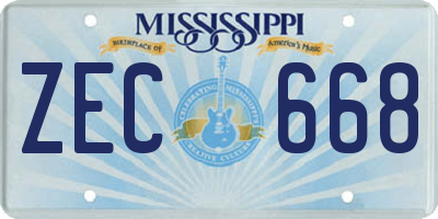 MS license plate ZEC668