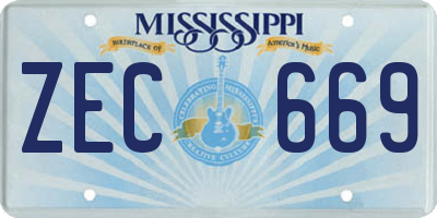 MS license plate ZEC669