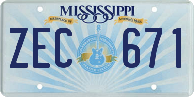 MS license plate ZEC671