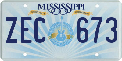 MS license plate ZEC673