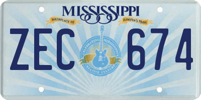 MS license plate ZEC674