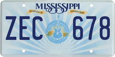 MS license plate ZEC678