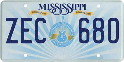MS license plate ZEC680