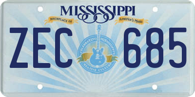 MS license plate ZEC685