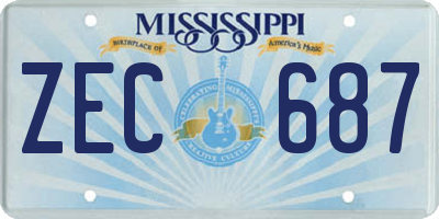 MS license plate ZEC687