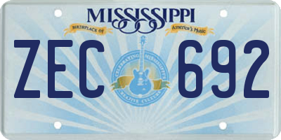 MS license plate ZEC692
