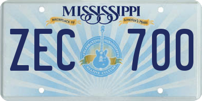 MS license plate ZEC700