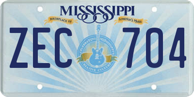 MS license plate ZEC704