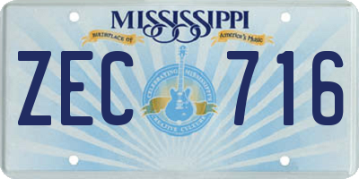 MS license plate ZEC716
