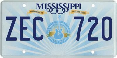 MS license plate ZEC720