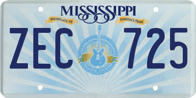 MS license plate ZEC725
