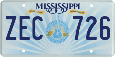 MS license plate ZEC726