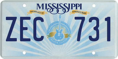 MS license plate ZEC731