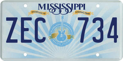 MS license plate ZEC734