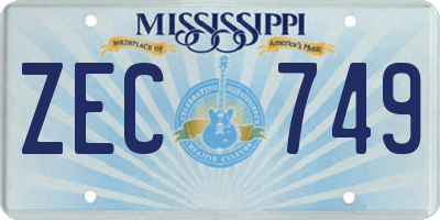 MS license plate ZEC749