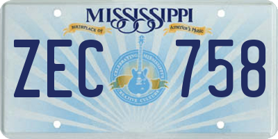 MS license plate ZEC758