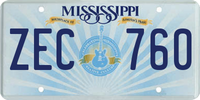 MS license plate ZEC760