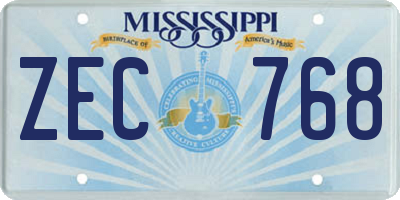 MS license plate ZEC768