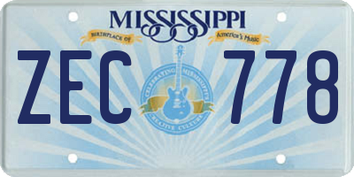 MS license plate ZEC778