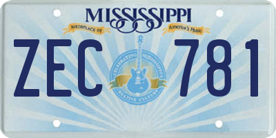 MS license plate ZEC781