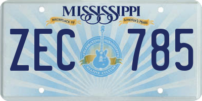 MS license plate ZEC785