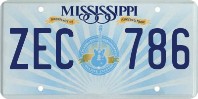 MS license plate ZEC786