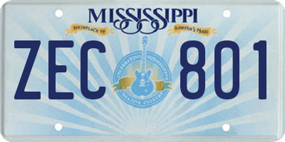 MS license plate ZEC801