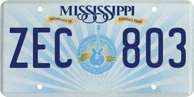MS license plate ZEC803