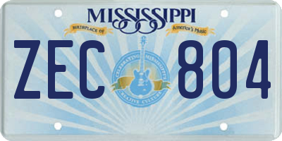MS license plate ZEC804