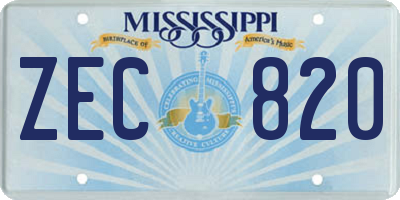 MS license plate ZEC820