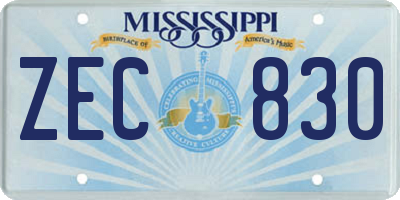 MS license plate ZEC830