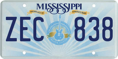 MS license plate ZEC838