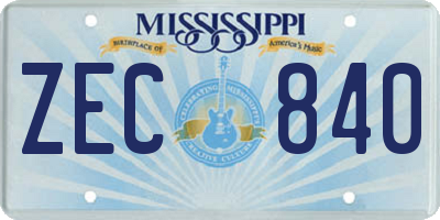 MS license plate ZEC840