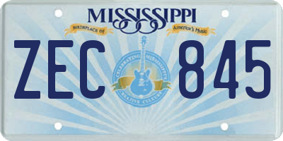 MS license plate ZEC845