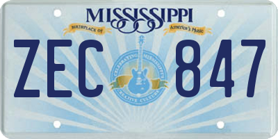 MS license plate ZEC847