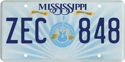 MS license plate ZEC848