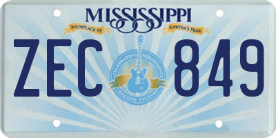 MS license plate ZEC849