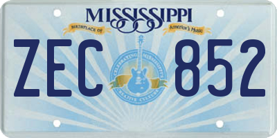 MS license plate ZEC852