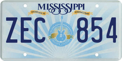 MS license plate ZEC854