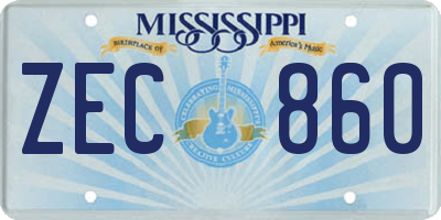 MS license plate ZEC860