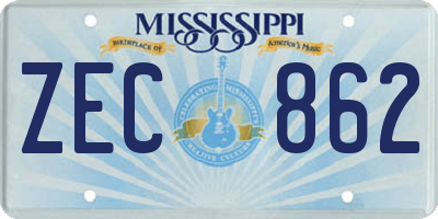MS license plate ZEC862