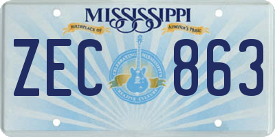 MS license plate ZEC863